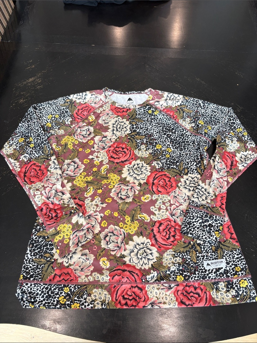 Burton Floral & Leopard Long Sleeve Top - Red, Yellow, White, Black